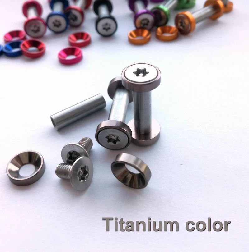 Ручка для ножа из нержавеющей стали с отверстием 6 мм Цветные Титановые винты TORX