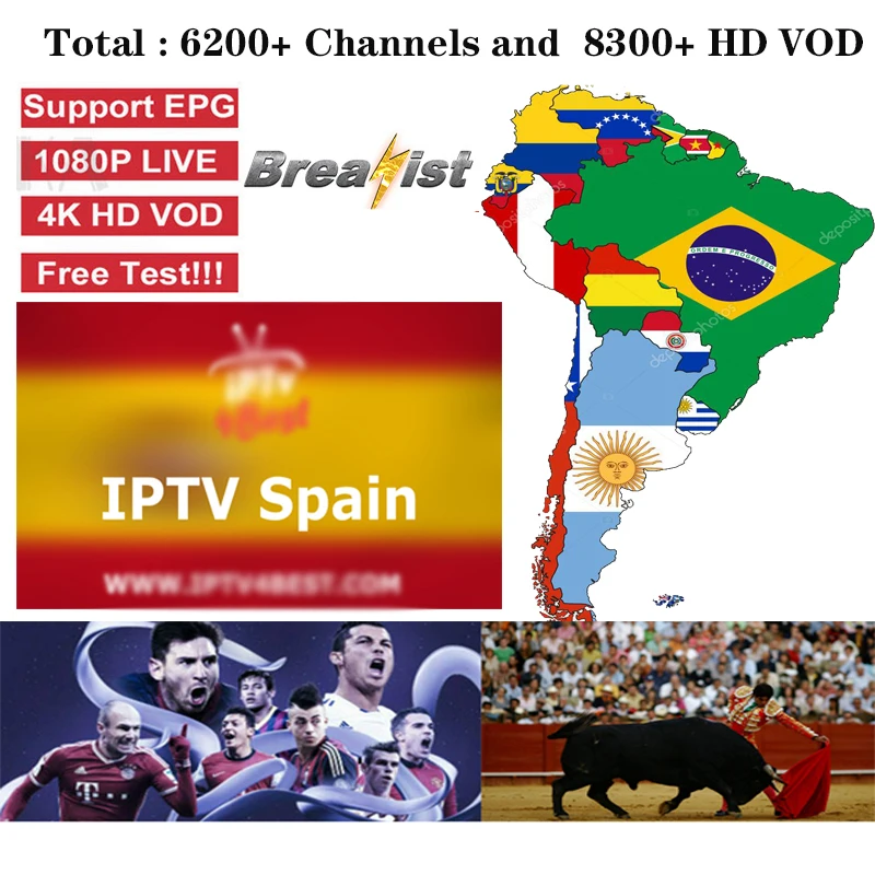 Брейшист iptv Испания ТВ коробка Чили iptv подписка iptv-приставка brasil Аргентина Comlombia Мексика португальский США и латинский