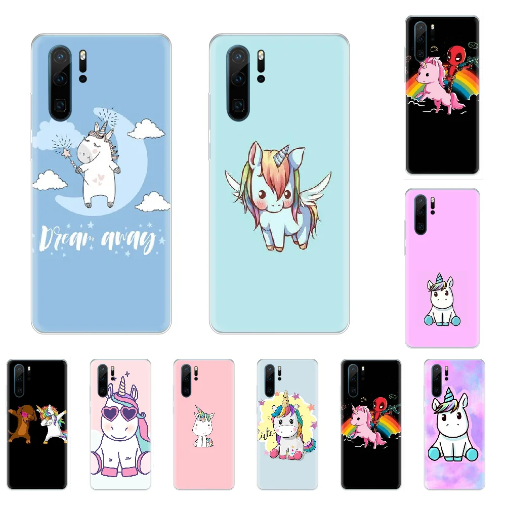 Милый розовый мягкий силиконовый чехол из ТПУ с мультяшным единорогом для