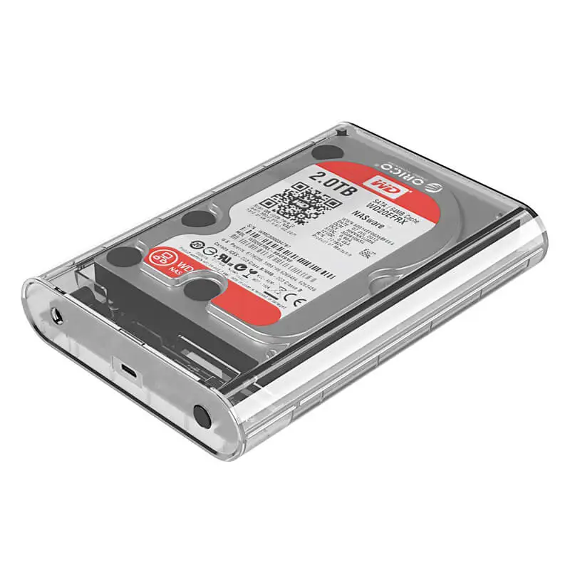 Transparent series 3.5-inch Type-C mobile hard disk box, transparent design, support 10TB large capacity, Power Supply 12V2A