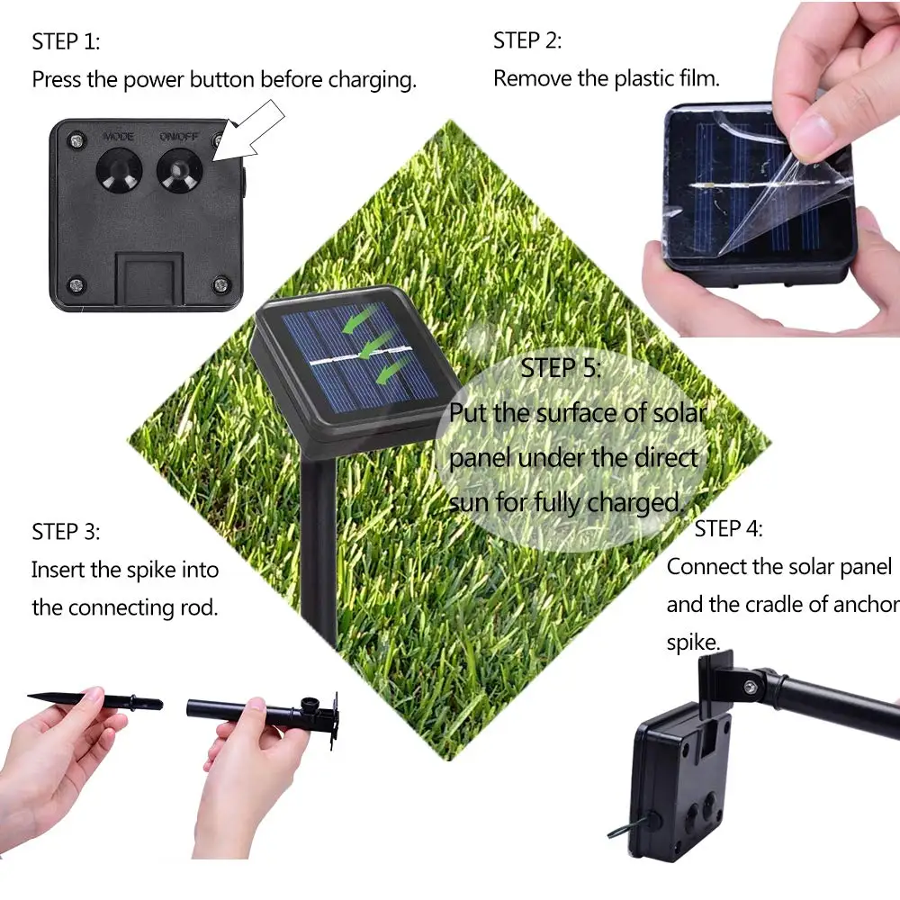 Светодиодная Водонепроницаемая гирлянда на солнечной батарее 5 м 20 светодиодный