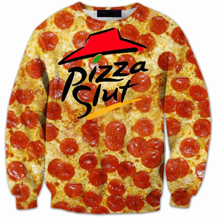Мужская 3D Пицца с длинным рукавом Водолазка модный бренд одежда Одежда из