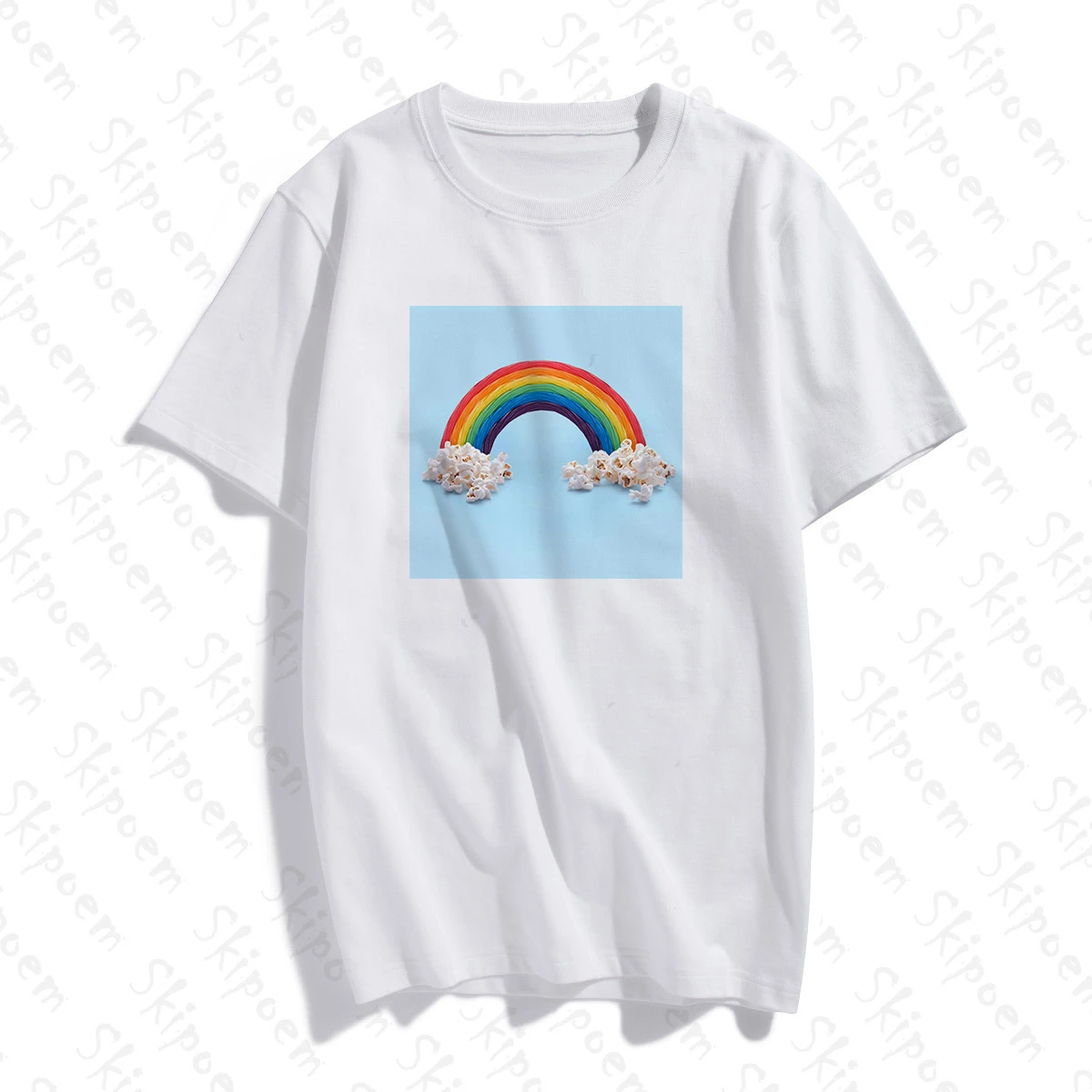 Женская футболка с изображением радуги и попкорна корейский стиль каваи Винтаж