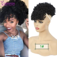 y demand ponytail with bangs drawstring kinky curly puff ponytail synthetic hair extension african american hair short wrap clip