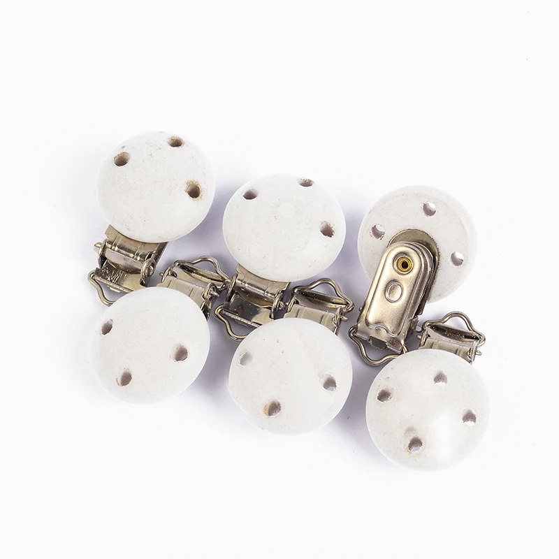 10Pcs/Lot 3 Colors Round Wood Pacifier Clip Baby Teething Bead Clip Accessories for DIY Pacifier Chain Tool Wholesale