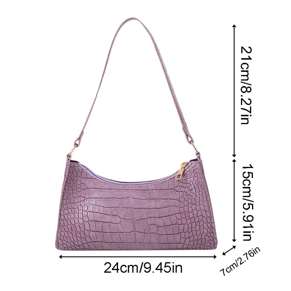 

Retro Alligator PU Leather Handbag Women Pure Color Purse Small Shoulder Bag with Zipper Women Underarm Bag