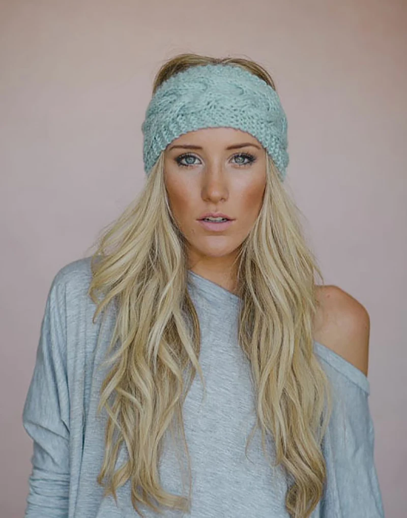 Модная трикотажная пряжа Женская повязка для волос защита ушей головные уборы