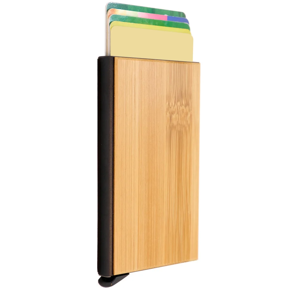 

Business One side Clik Credit Card Holder Wooden Designer New Style Bank Card Holder Logo Name engraving