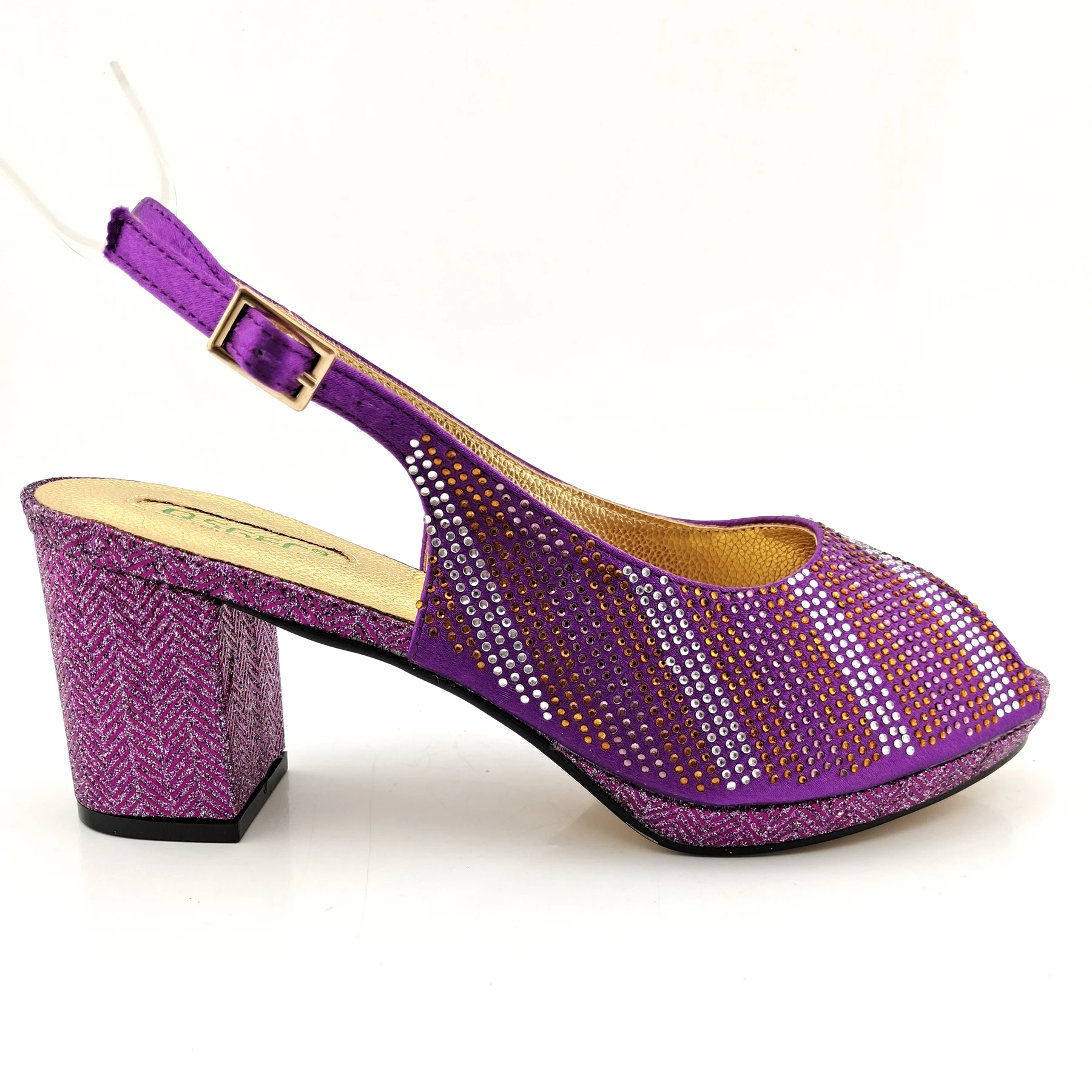 Фиолетовый цвет итальянский дизайн женская сумка на толстом каблуке комплект