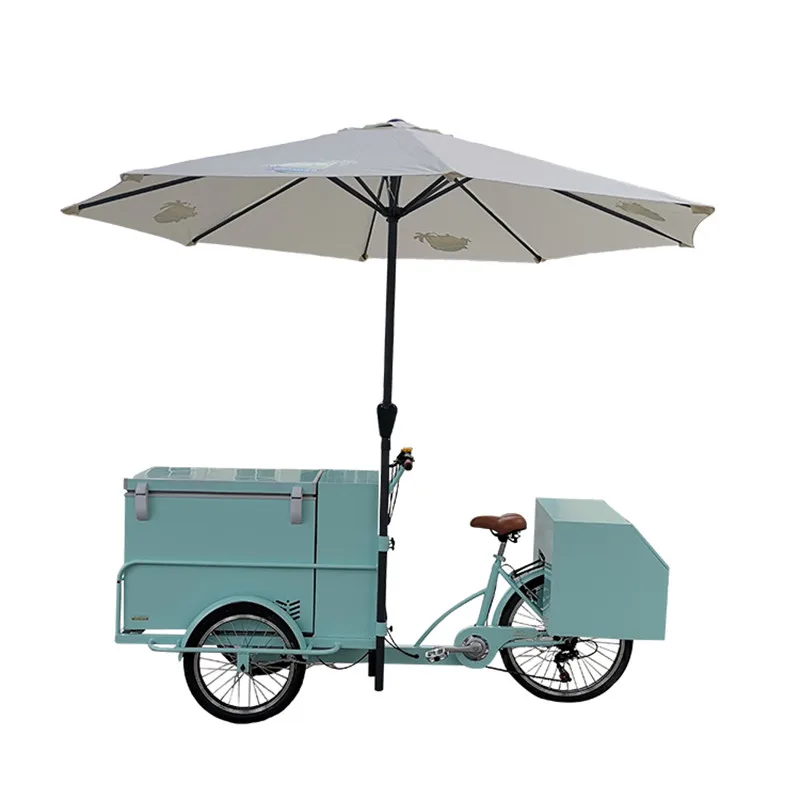 

Street Mobile Dining Vending Cart Electric Tricycle Bicycle Pedal Coffee Ice Cream Truck Food Beverage Bike