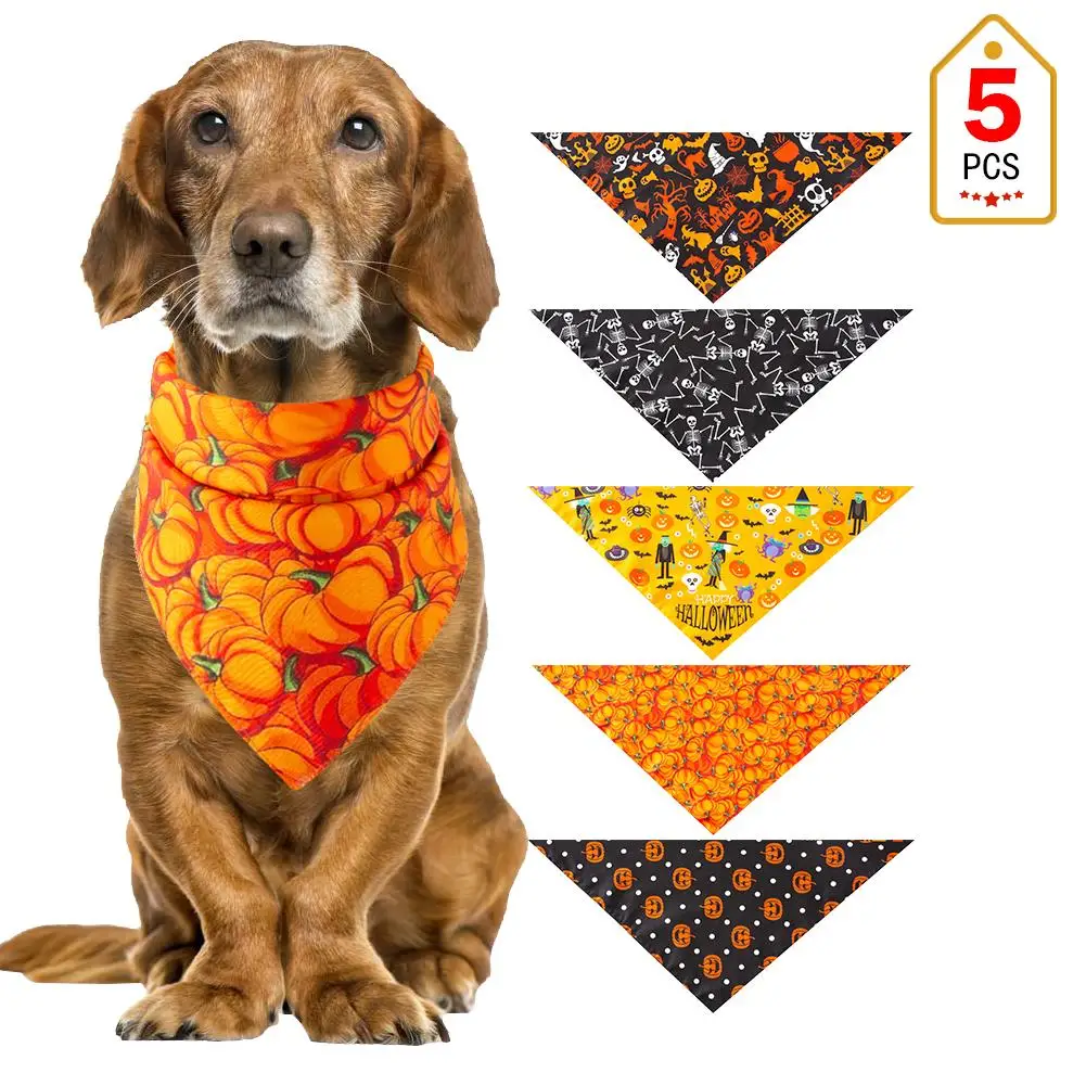 5 шт. банданы для собак на Хэллоуин креативное треугольное полотенце слюнявное