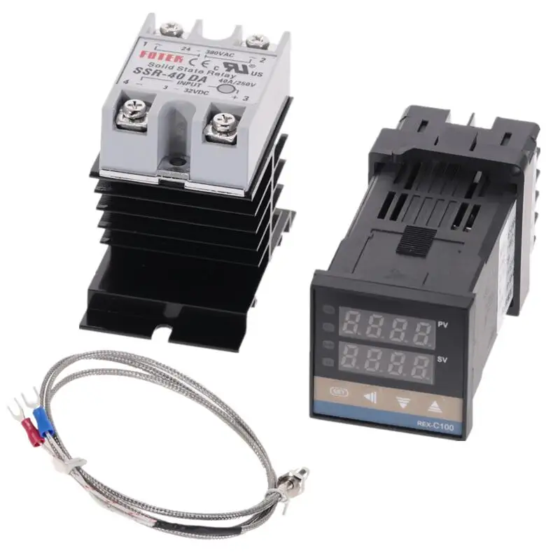 100 240VAC PID REX C100 Температура контроллер диапазон от 0 до 900C SSR40A K регулятор