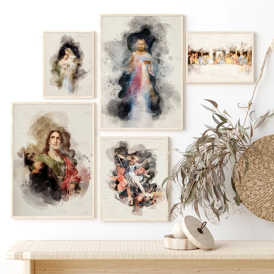 Настенная картина с изображением Иисуса Бога Марии папы Христианской Библии