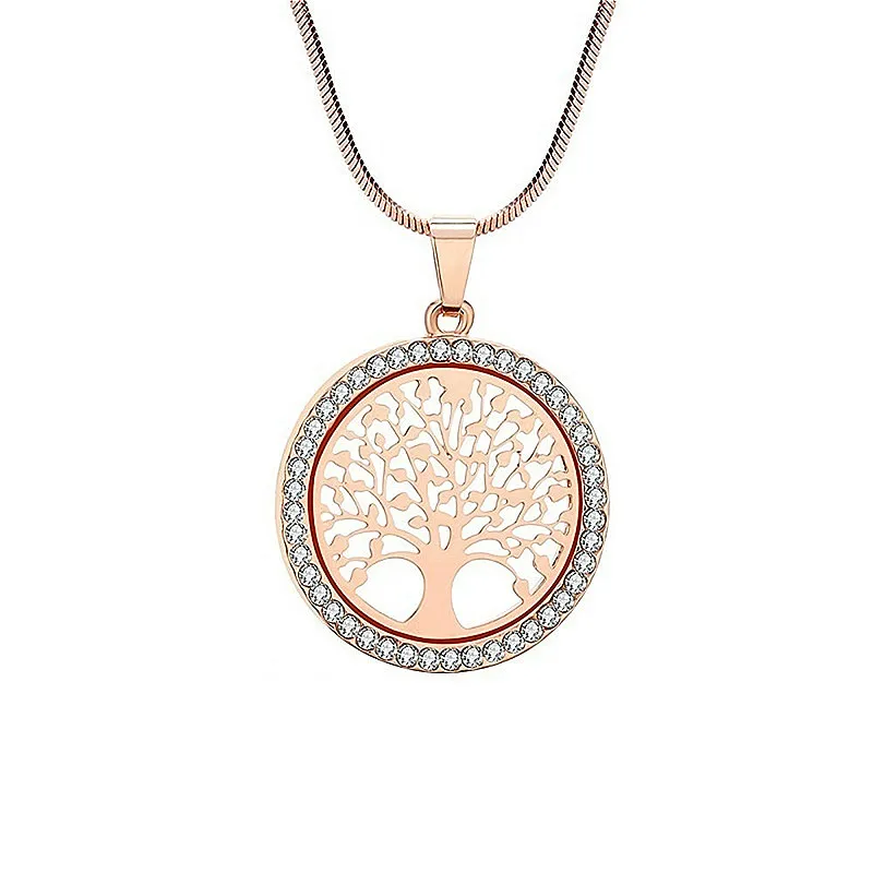 Модное Стильное ожерелье Блестящее дерево жизни круглые золотые подарки цепочка