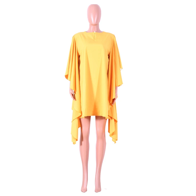 Однотонное желтое повседневное мини-платье Adogirl с оборками и большим