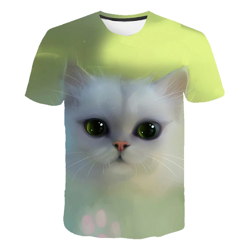 

Unisex Children's T-Shirt Cute Funny Cat Graphic T Shirts Summer Fashion Casual Kids Short Sleeve Tees Teetoddler Girl Clothes