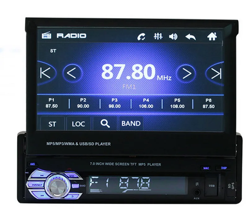 Выдвижной Автомобильный Радио MP5 MP4 плеер gps Bluetooth Стерео FM USB TF AUX 1 DIN 7 дюймов кассета Зеркало Ссылка сенсорный экран - Цвет: without camera