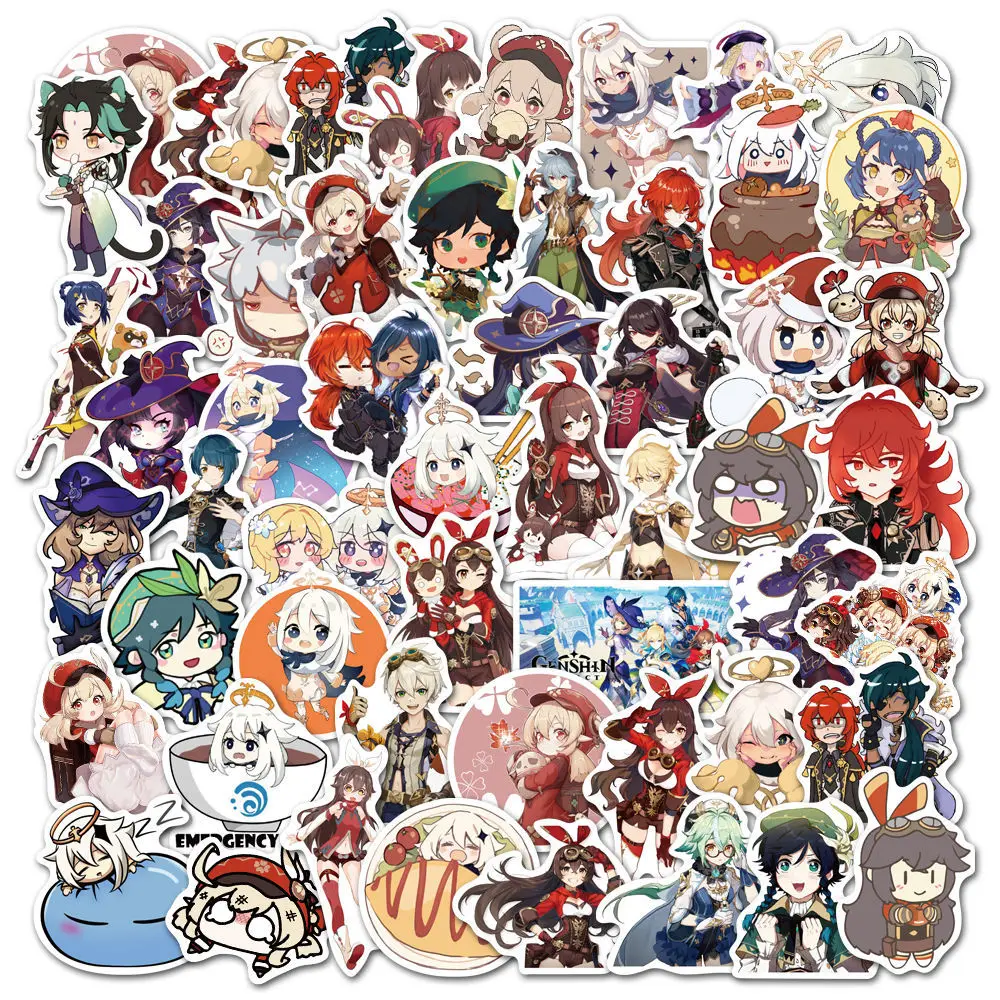 

50PCS Anime Game Genshin Impact Stickers Graffiti for Laptop Luggage Skateboard Guitar Morax Eula Klee Sticker Toys