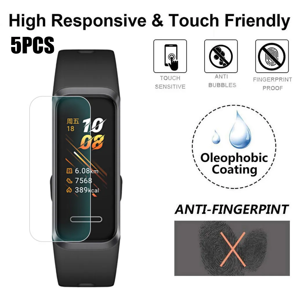Ouhaobin 5 шт. Защитная пленка для экрана huawei Band 4 с полным покрытием Гидрогелевая