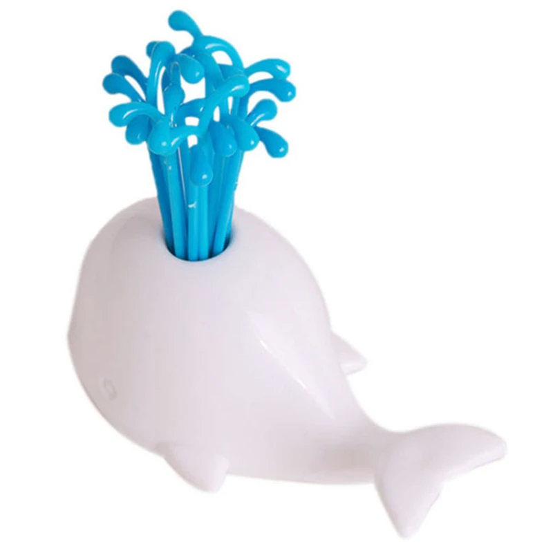 Белый кит фонтан фруктовая вилка креативные животные Кит фруктовый знак модная