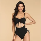 Miturn 2021 оптовая продажа сексуальный женский купальник с вырезами высококачественный купальный костюм черный однотонный цельный пляжный костюм