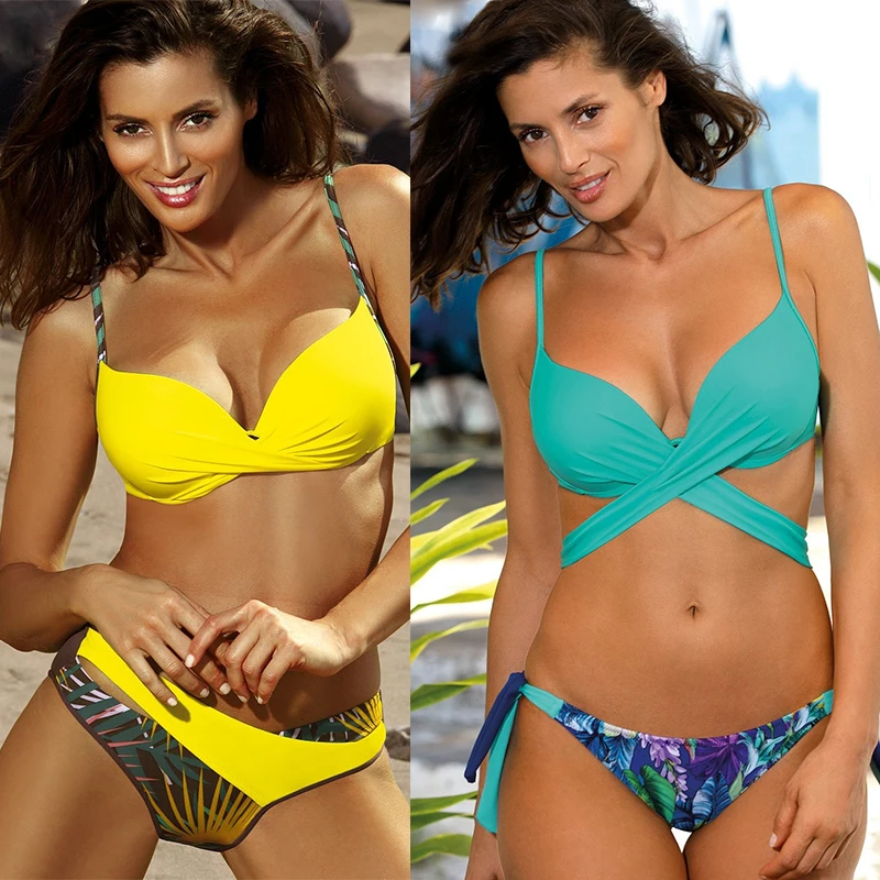 Женский купальник с низкой талией TYAKKVE бикини пуш ап большого размера XL новинка