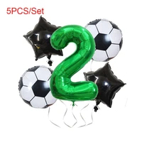 5pcsset football soccer theme party latex helium air balloon number foil globos boys birthday toys event party supplies