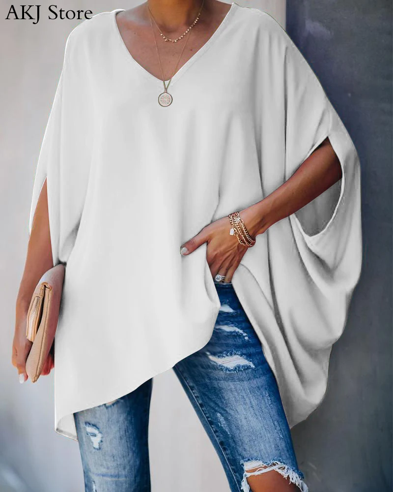 

Women Elegant Casual Striped Blouse V-Neck Loose Fit Casual Plus Size Tops