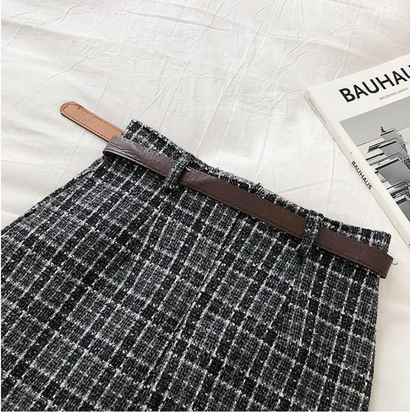 

Korean Irregular Lady Skirt Female Autumn Sweet High Waist A-line Mini Skirt Vintage Casual Women Plaid Skirt with Sashes WF0221