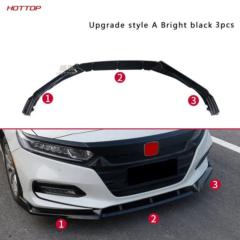 Upgrade style A 3 шт., автомобильный передний бампер, спойлер, сплиттер для губ, диффузор, защита кузова, наборы, подходит для Honda, для Accord 4Dr, модель - Цвет: Upgrade style A