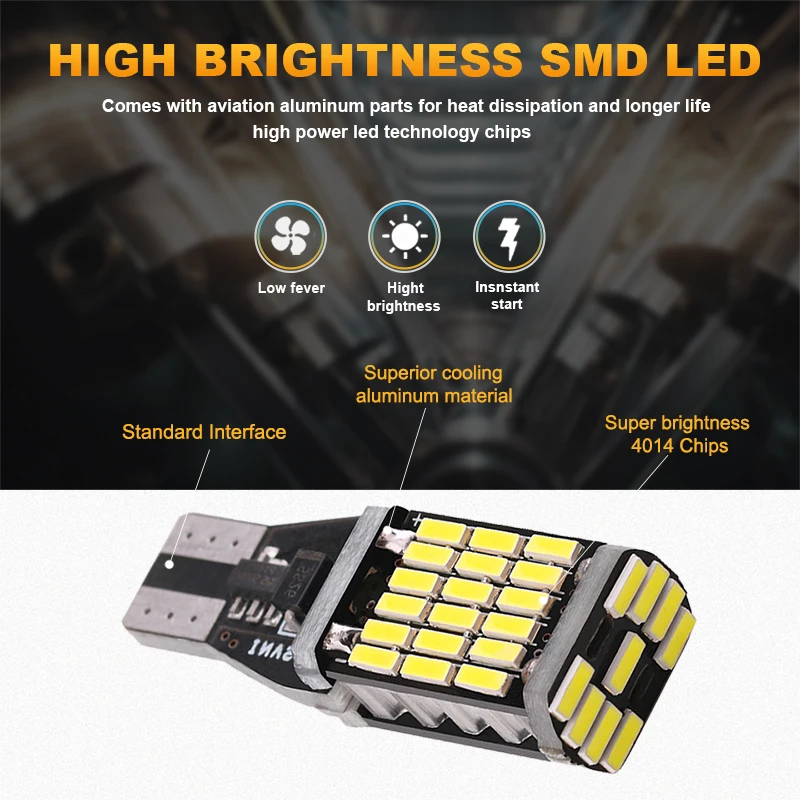 NLpearl 2x сигнальная лампа W16W T15 светодиодный ламп супер яркий 45SMD 4014 чипы 921 912