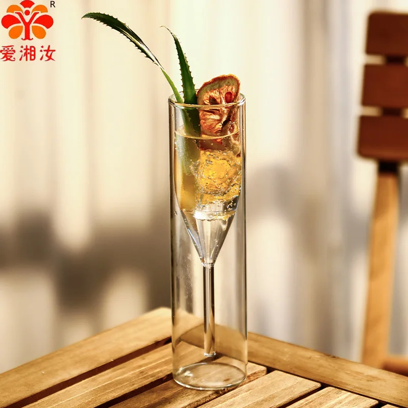 

Aixiangru Creative Transparent Glass Double Champagne Glass Red Wine Glass Goblet Bubble Cocktail Bar Personality