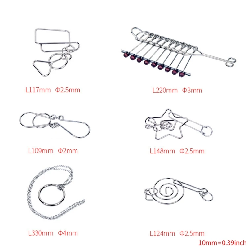 

Butebuy 20Pcs Metal Wire Puzzle Set IQ Mind Brain Teaser Link Unlock Interlock Game Gifts for Kids Eeducational Adults Challenge