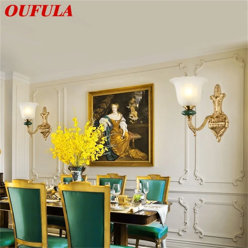 

OUFULA Copper SconceÂ WallÂ Lamp Contemporary Luxury Design Ceramic Light Indoor For Home Bedroom Corridor