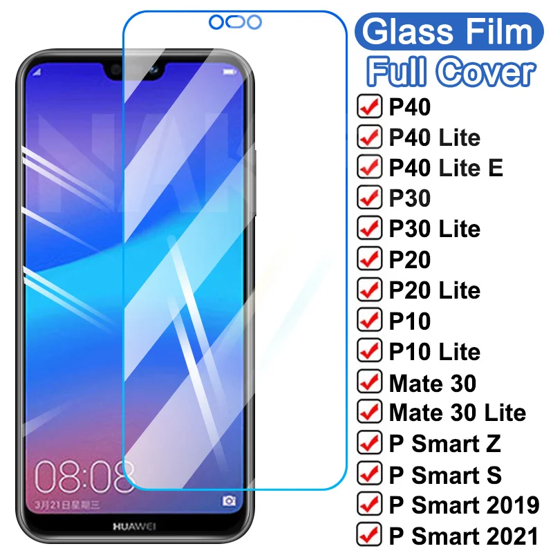 

15D Tempered Glass For Huawei P20 Pro P10 Mate 30 Lite Glass Screen Protector P30 P40 Lite E P Smart Z S 2019 2021 Protective
