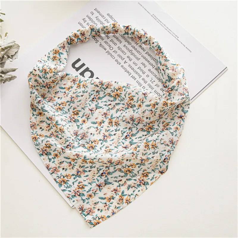 

Woman Printed Floral Bandanna Summer Triangle Hair Scarf Women Hair Accessories Headwear Elastic Hairband Turban Headwrap