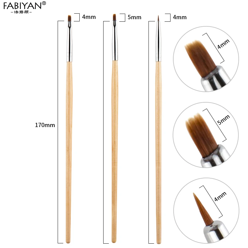 3Pcs Wood Набор для маникюра, рисования, рисования, раскрашивания, подводка, ручка, кисть, сделай сам, дизайн, советы, гель, инструмент, вентилятор, градиент, акриловый, строитель, резьба, маникюрный набор - Цвет: 3Pcs Wood