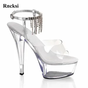 Rncksi Silver Classic Sexy Night Club Pole Dance Women High Heel With Platform Party Sandals 15cm High Heel Wedding Dress Shoes