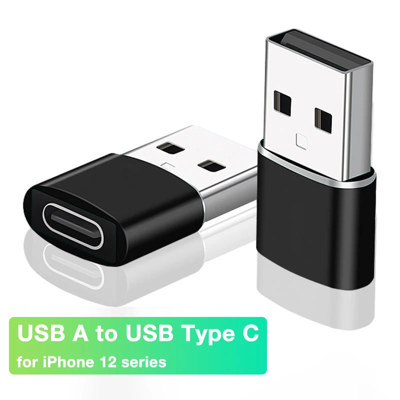 

USB to Type C Adapter Connector Converter for iPhone 12 Charger Adapter (1 piece)