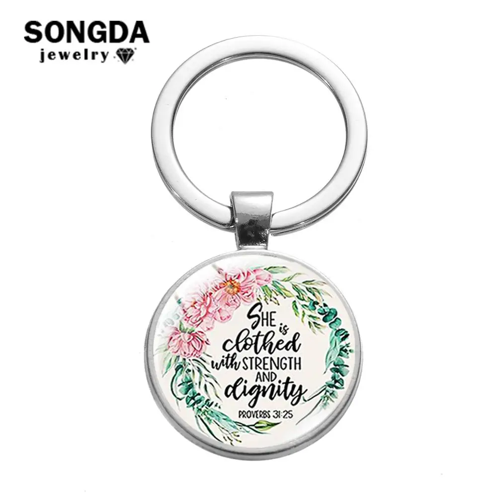 Женский брелок с надписью SONGDA She украшенный прочностью и достоинством (Притчи