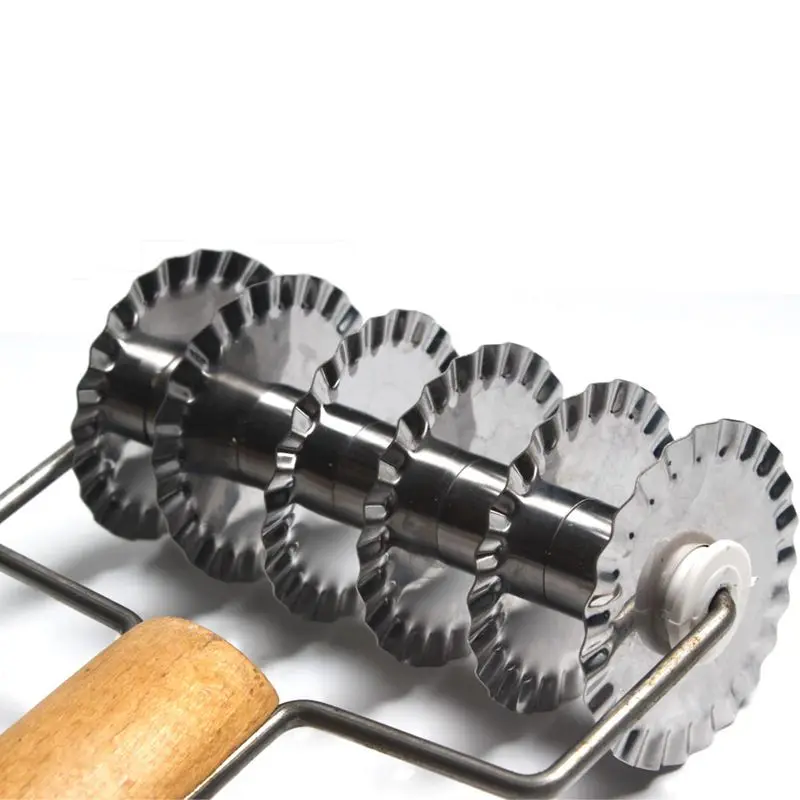 

Stainless Steel+Wooden Pull Net Wheel Knife Pizza Pastry Lattice Roller Cutter Pizza Pastry Lattice Roller Cutter Craft