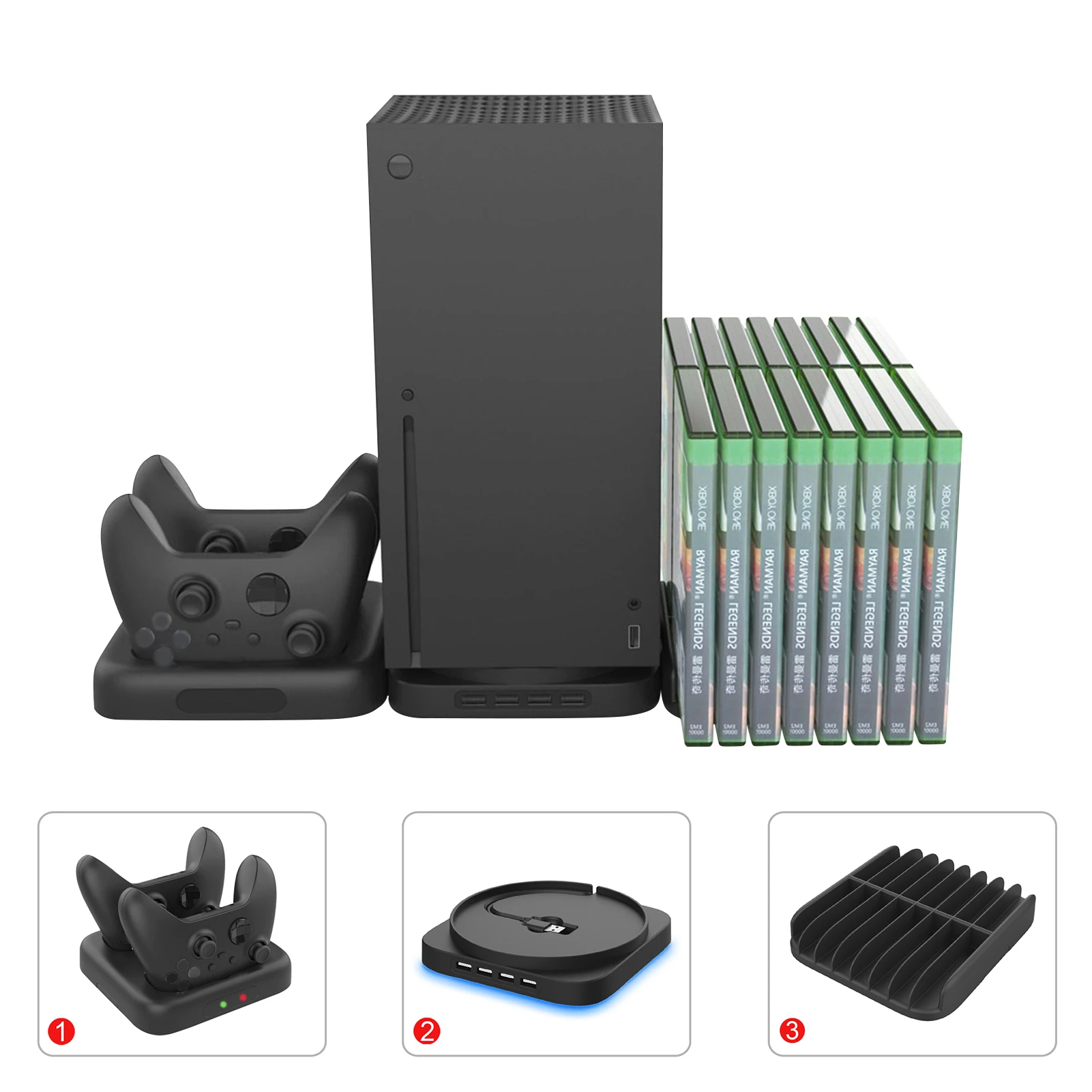3 в 1 для игровой консоли Xbox Series X USB2.0 двойной контроллер зарядное устройство