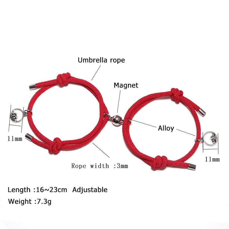 Браслет Noter 2021 модный для влюбленных красная веревка магнитный браслет мужчин и