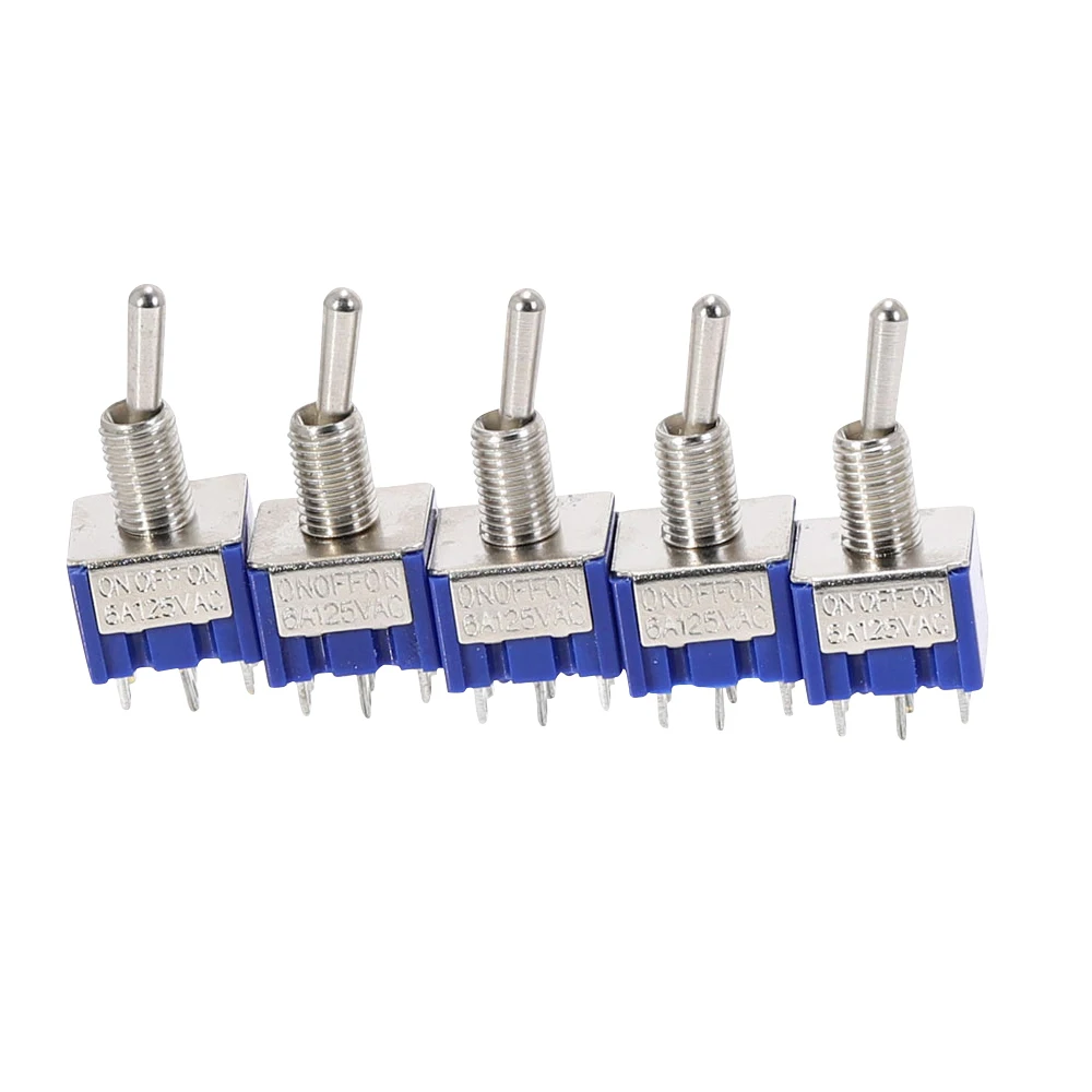 5/10 шт. MTS-203 DPDT тумблер, 6pins, ВКЛ-ВЫКЛ-на 3 мест миниатюрный Кулисный 6A 125VAC Мощность - Цвет: 5pcs