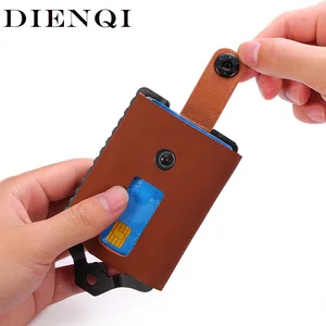 dienqi rfid credit card holder case men cardholder hardware aluminium metal smart minimalist wallet anti theft porte carte 2021 free global shipping