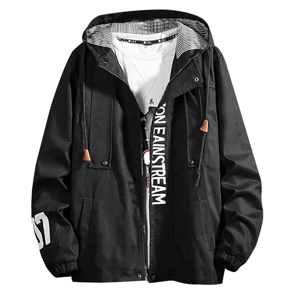 Мужская повседневная куртка с буквенным принтом толстовка на молнии топы пальто