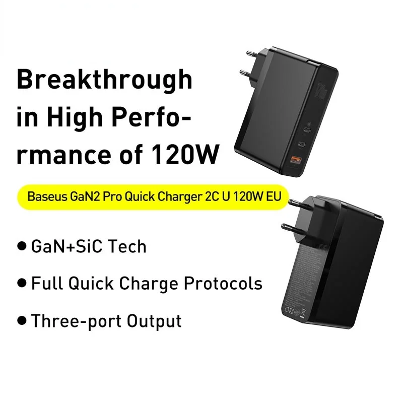 

Baseus 120W GaN SiC Charger PD Type C Fast Charger Quick Charge 4.0 QC3.0 USB Charger Fast Charging For iPhone 12 Xiaomi Macbook