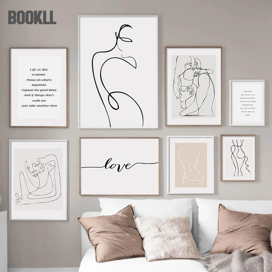 

Curvy Line Slim Girl Love Quotes Abstract Wall Art Canvas Painting Nordic Posters And Prints Wall Pictures For Living Room Decor