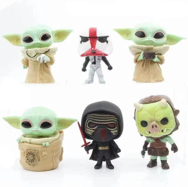 

10cm 5pcs/set Disney Star Wars Mandalorian Little Child Baby YODA Kylo Ren Cute Statue Figure Toys