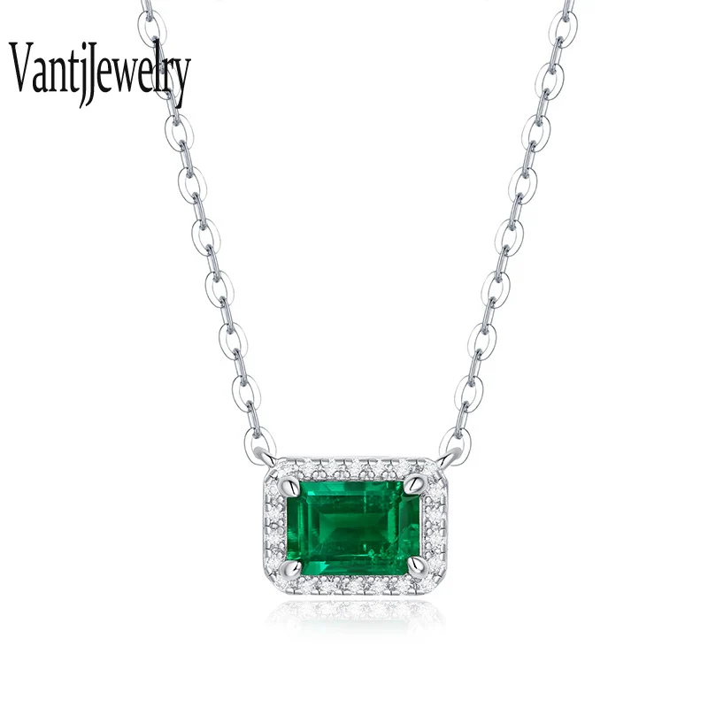 

Lab Grown Emerald Pendant Sterling 925 Silver Necklace Created Gemstone 1ct for Women Wedding Birthday Party Jewelry Gift